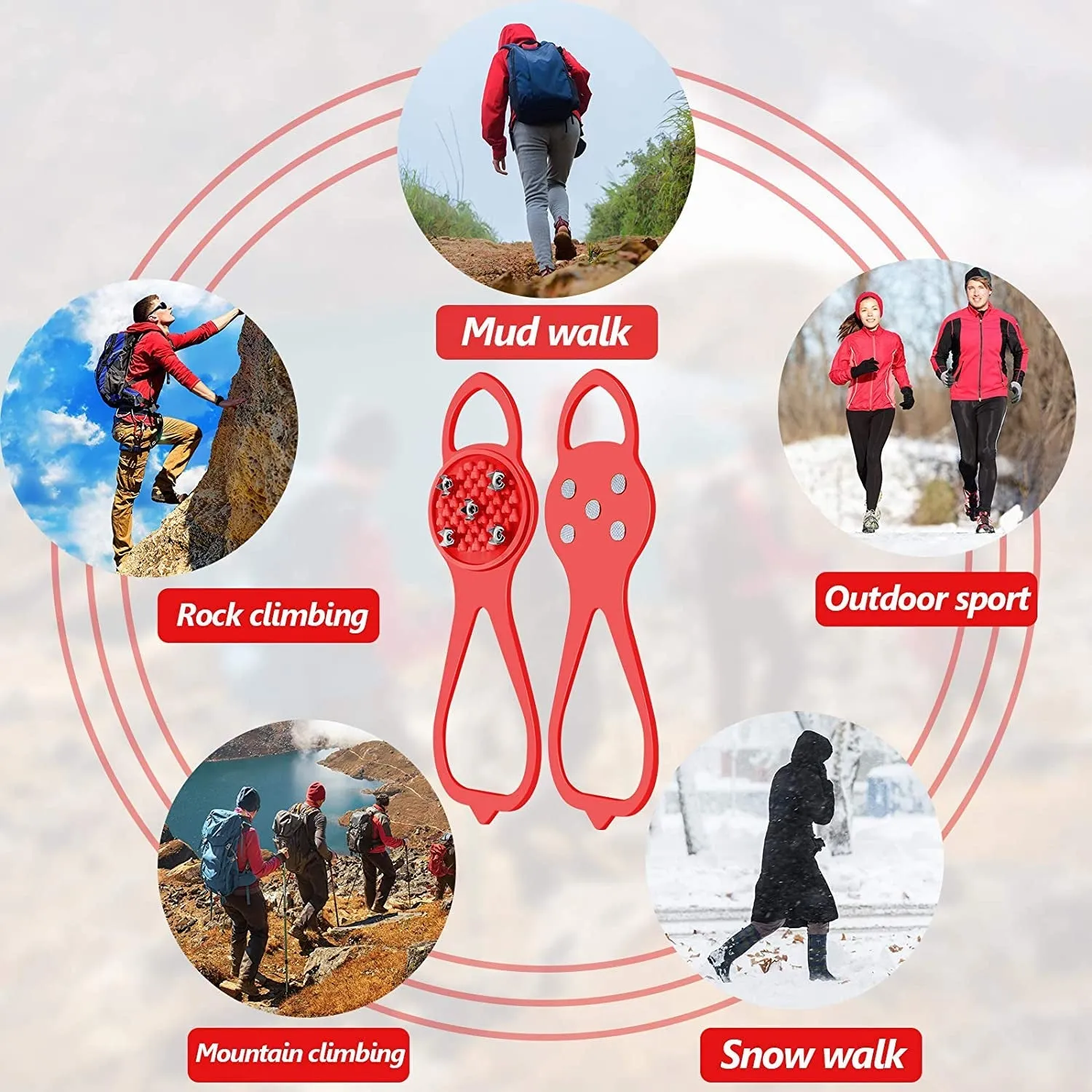 1 Pair Non-Slip Universal Gripper Spikes Shoes