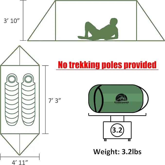 2-Person Trekking Pole Tent for Backpacking - Ultralight A-Frame Backpacking Tent, Two Person Waterproof Hiking Tent for Camping, Lightweight Camping Tent for Scouts, Trekker by Underwood Aggregator