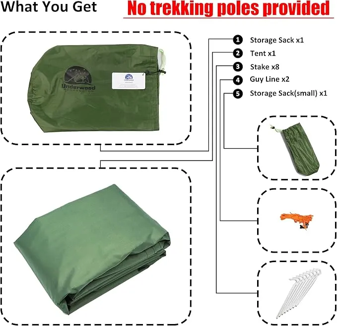 2-Person Trekking Pole Tent for Backpacking - Ultralight A-Frame Backpacking Tent, Two Person Waterproof Hiking Tent for Camping, Lightweight Camping Tent for Scouts, Trekker by Underwood Aggregator