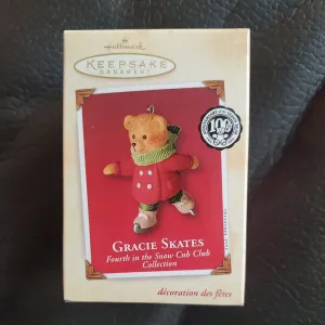 2002 Hallmark Keepsake Christmas Ornament Gracie Skates 4th in The Snow Cub Club