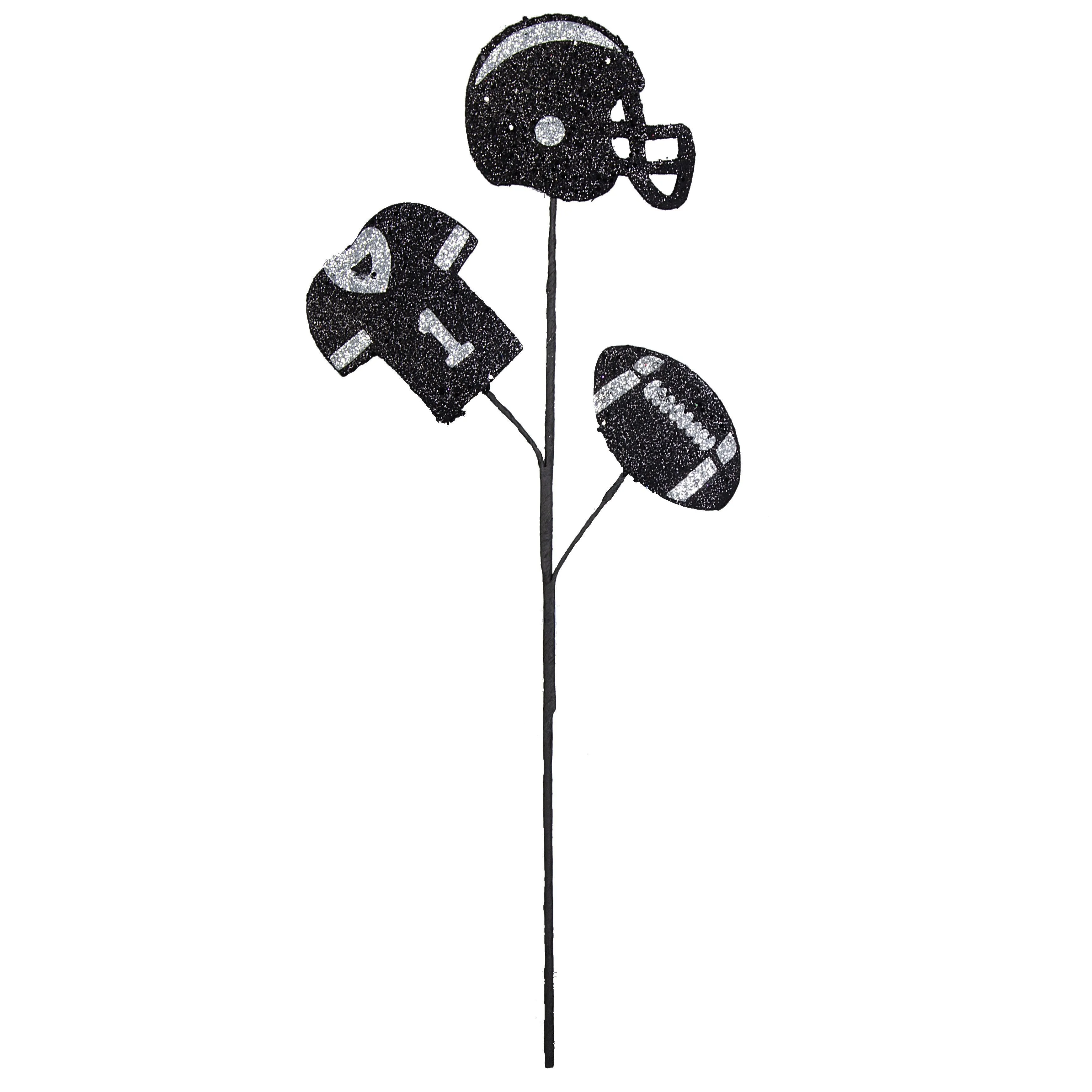 24" Glitter Helmet, Jersey, Football Pick: Black & Silver