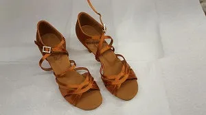 2.5" Leticia -- Latin Sandal -- Dark Tan Satin