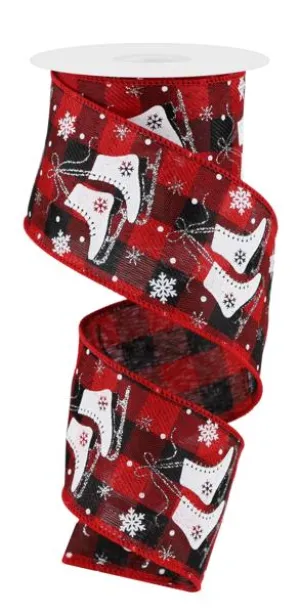 2.5"x10yd Ice Skates On Woven, Red/Black/Silver/White  MA96