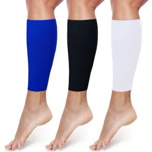 3 Pairs Football Leg Sleeve for Men Calf Compression Football Sleeve Soccer Leg Sleeve for Adult Youth Women Athletes (Black, White, Blue,Large) L Black, White, Blue