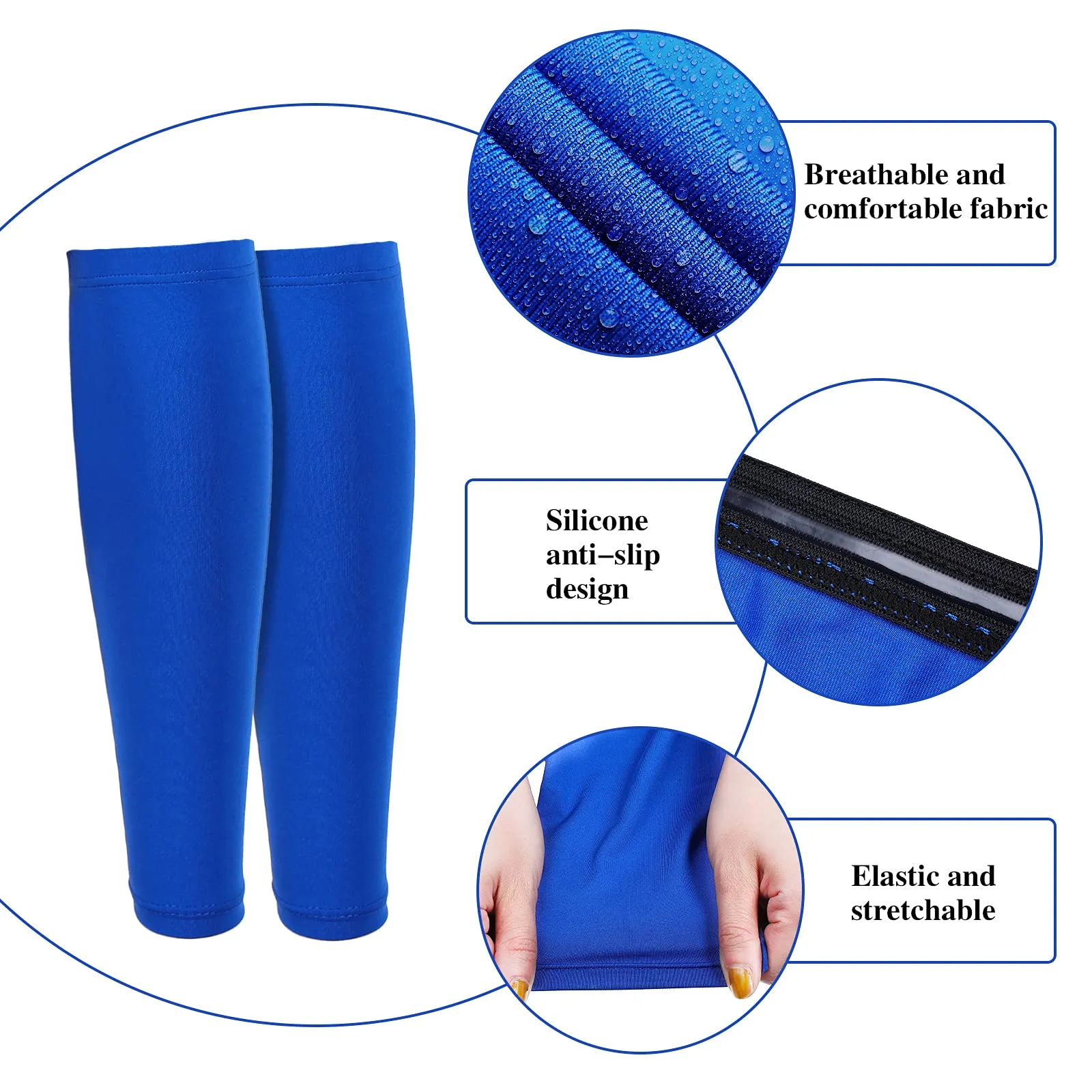 3 Pairs Football Leg Sleeve for Men Calf Compression Football Sleeve Soccer Leg Sleeve for Adult Youth Women Athletes (Black, White, Blue,Large) L Black, White, Blue