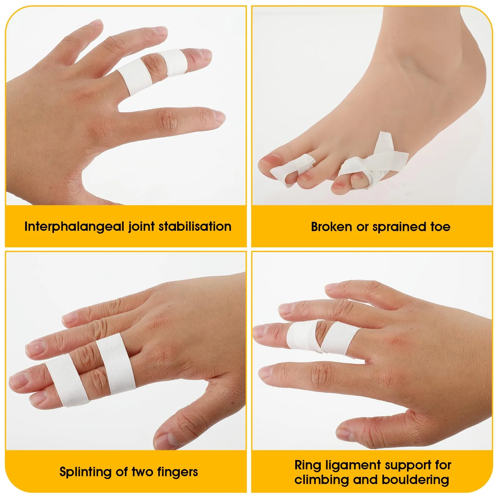 3 Rolls Finger Tape White Extra Strong 0.6-Inch x 32-feet Athletic Tape for Fingers Feet Sweat Volleyball Finger Tape for Outdoor Sports Climbing Football 3