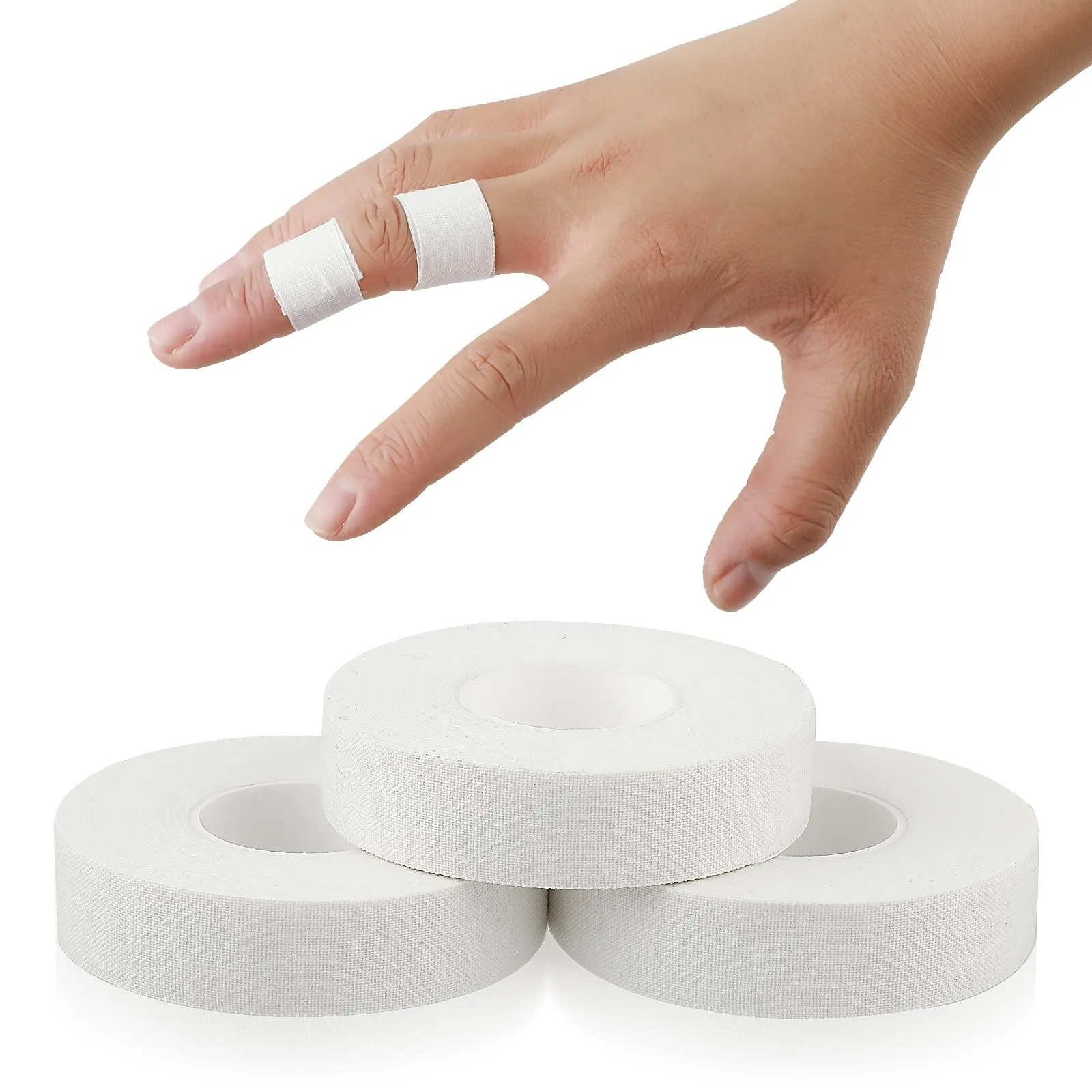 3 Rolls Finger Tape White Extra Strong 0.6-Inch x 32-feet Athletic Tape for Fingers Feet Sweat Volleyball Finger Tape for Outdoor Sports Climbing Football 3