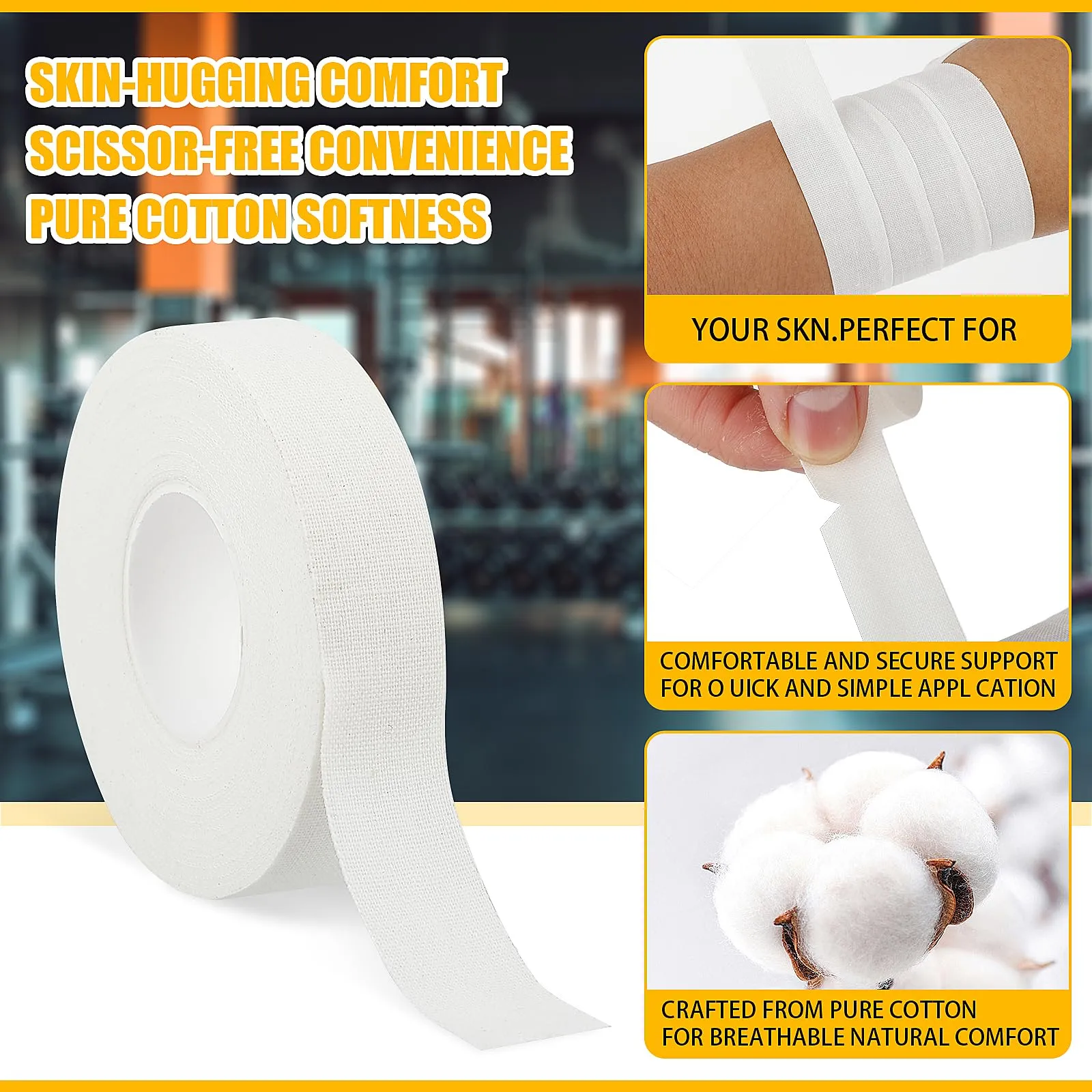 3 Rolls Finger Tape White Extra Strong 0.6-Inch x 32-feet Athletic Tape for Fingers Feet Sweat Volleyball Finger Tape for Outdoor Sports Climbing Football 3