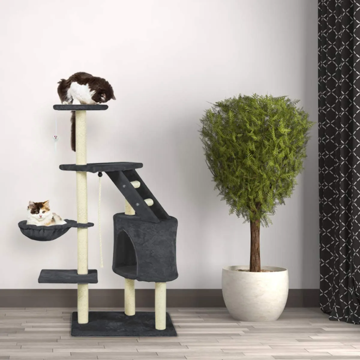 48 inches Multi-Level Cat Climbing Tree Furniture Kittens Activity Tower (Free Gifts)