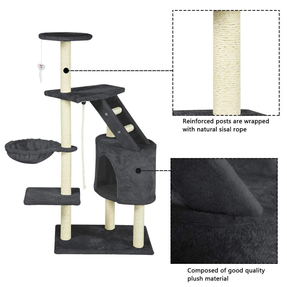 48 inches Multi-Level Cat Climbing Tree Furniture Kittens Activity Tower (Free Gifts)