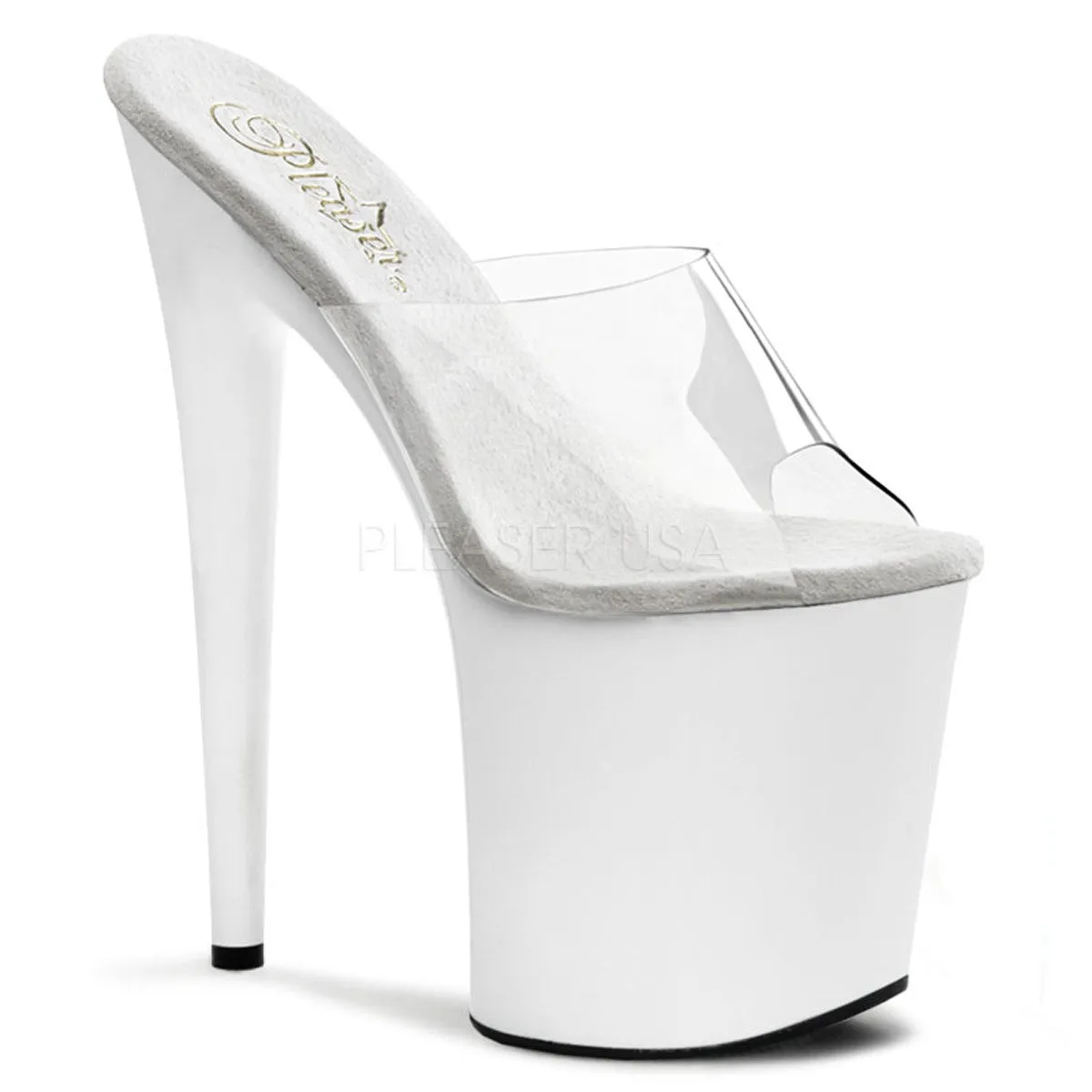 8 Inch Heel FLAMINGO-801 Clear-White