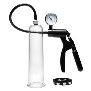 9.5-inch Size Matters Clear Penis Pump with Cock Strap for Him