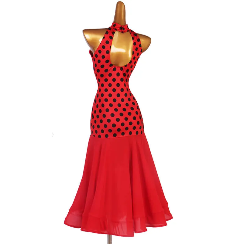 A-Line Long Polka Dot Ballroom Dance Dress