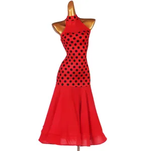 A-Line Long Polka Dot Ballroom Dance Dress