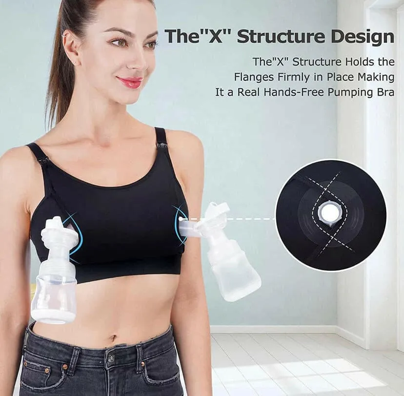 Adjustable Momcozy Breast Pump Bra - Black