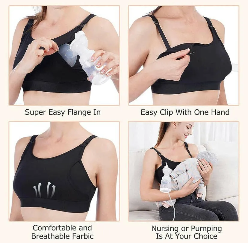 Adjustable Momcozy Breast Pump Bra - Black