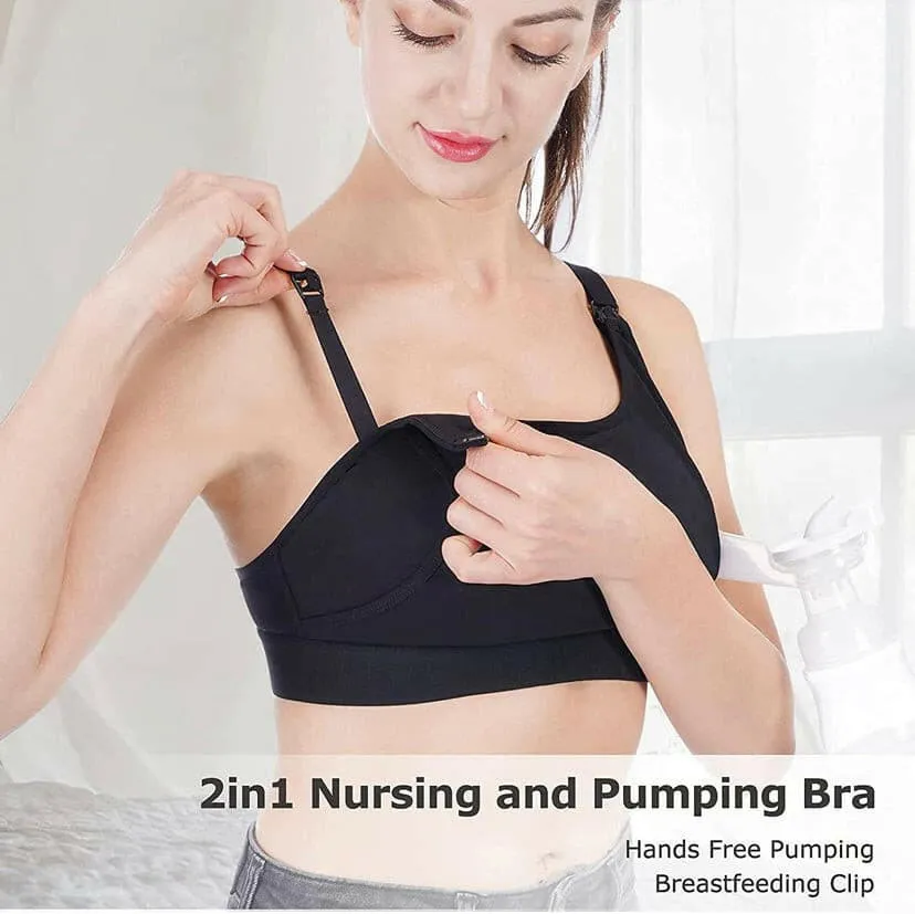 Adjustable Momcozy Breast Pump Bra - Black