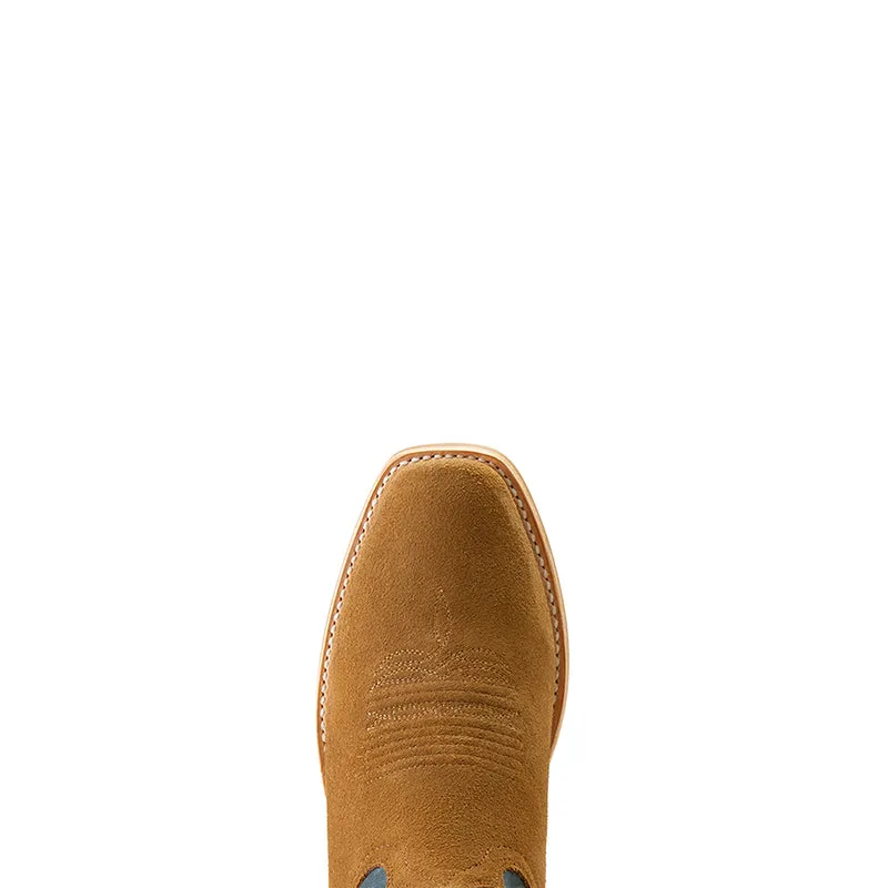 'Ariat' Men's 12" Stadtler Western Narrow Cutter Toe - Dijon Roughout / Ocean Blue
