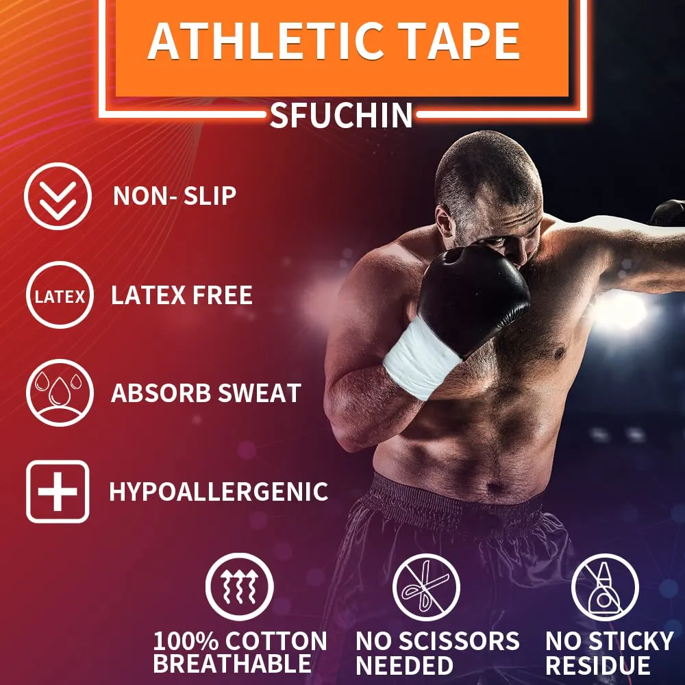 Athletic Tape - Medical Tape - Ankle Tape - Sfuchin 2 Pack 1.5" X 15 Yard Sports Tape - Strong Easy Tear NO Sticky Residue for Wrist Tape Baseball Arms Football Climbing Boxing Lacrosse Hockey Stick