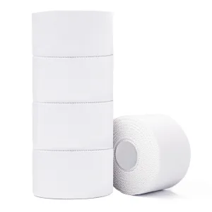 Athletic Tape,5 Pack White Sports Tape,Very Strong No Sticky Residue Wrist Ankle Tape for Gymnastics Boxing Lacrosse Climbing Hockey Bat Injuries Medical (1.5 Inches X 50 Yards) White Athletic Tape (Cotton) -5 Rolls