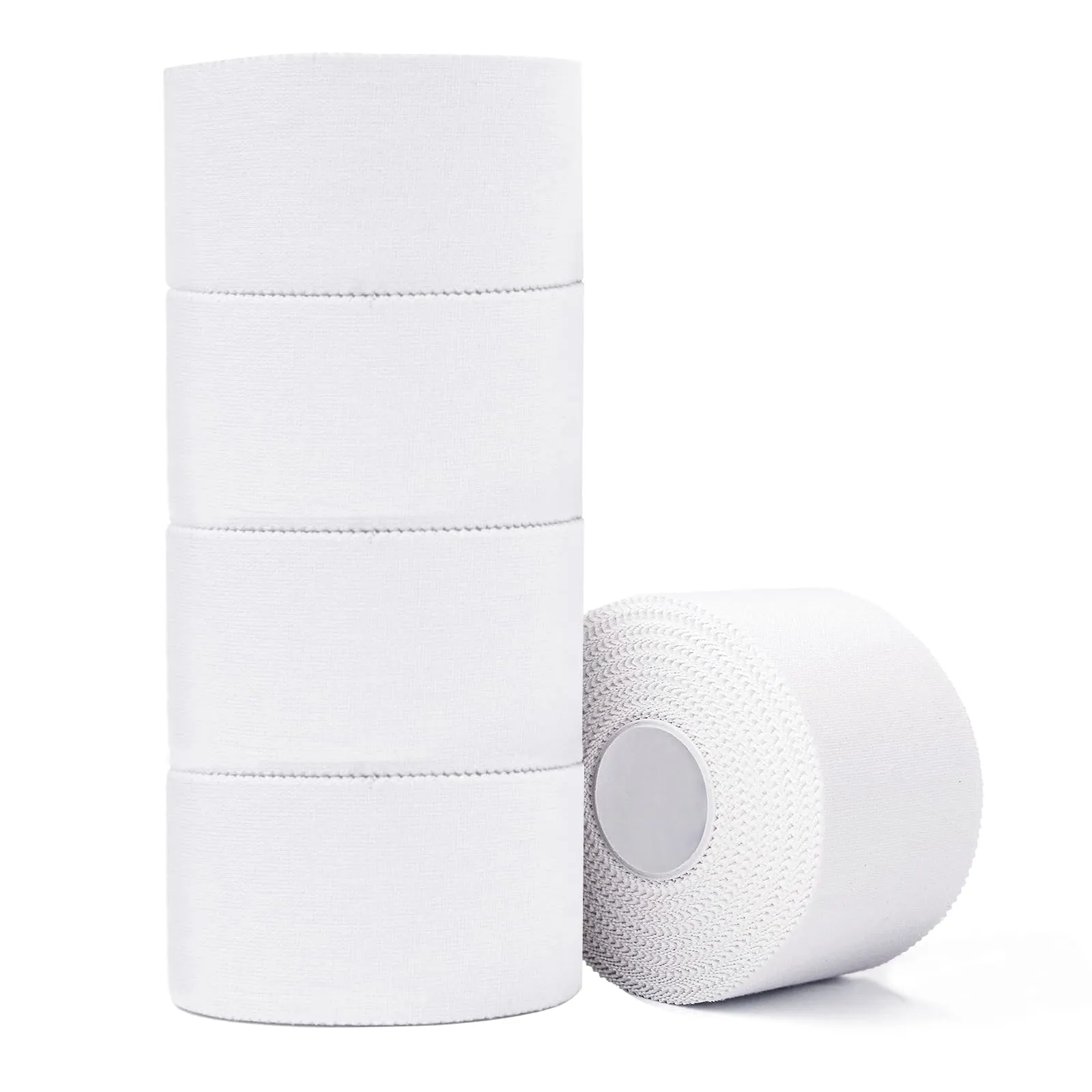 Athletic Tape,5 Pack White Sports Tape,Very Strong No Sticky Residue Wrist Ankle Tape for Gymnastics Boxing Lacrosse Climbing Hockey Bat Injuries Medical (1.5 Inches X 50 Yards) White Athletic Tape (Cotton) -5 Rolls