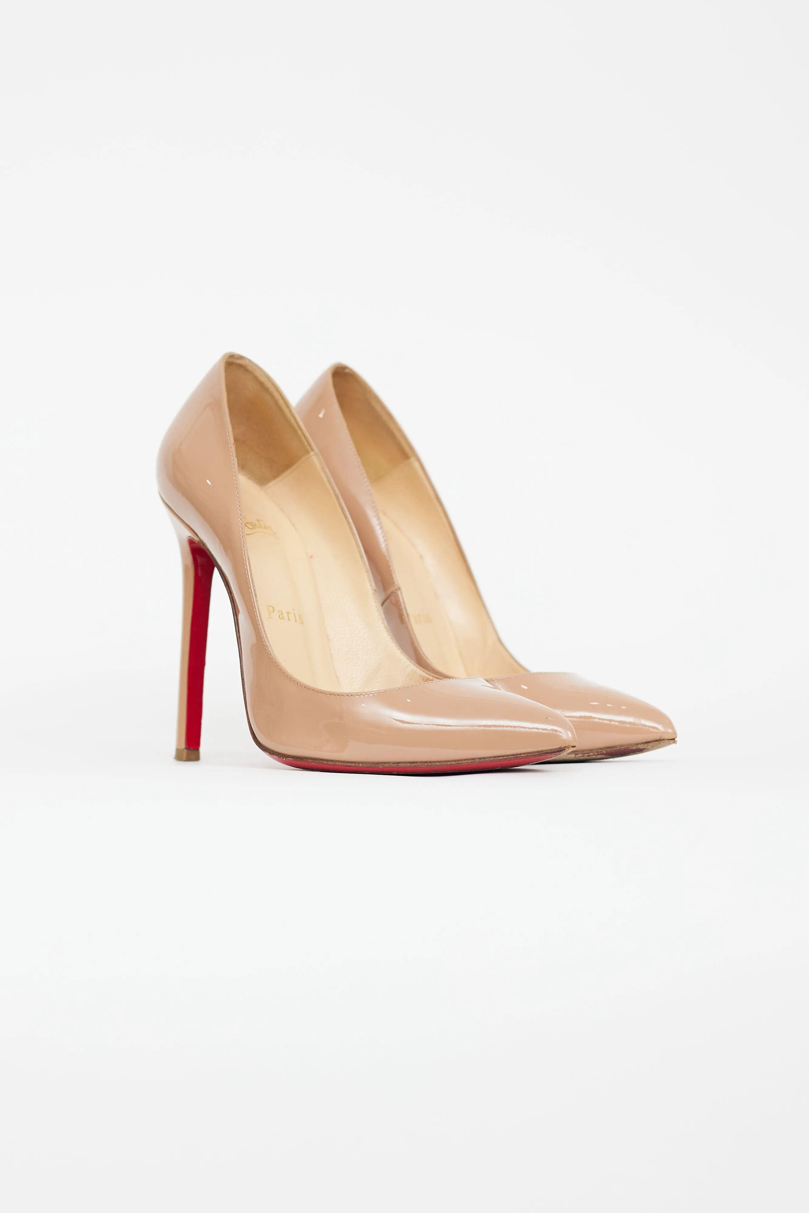 Beige Patent Leather Kate Pump