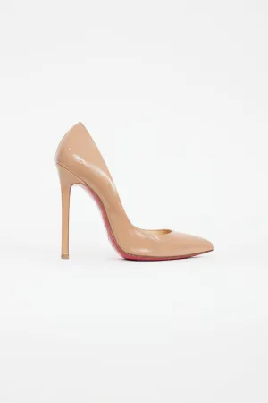 Beige Patent Leather Kate Pump