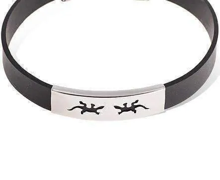 Black Band Silicone Bracelet with Stainless Steel Cut Out Designs ~ Choose Your Design