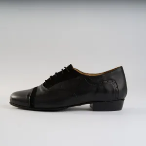 Black Suede and Black Leather - Handmade Tango Shoe - Clasico 1051