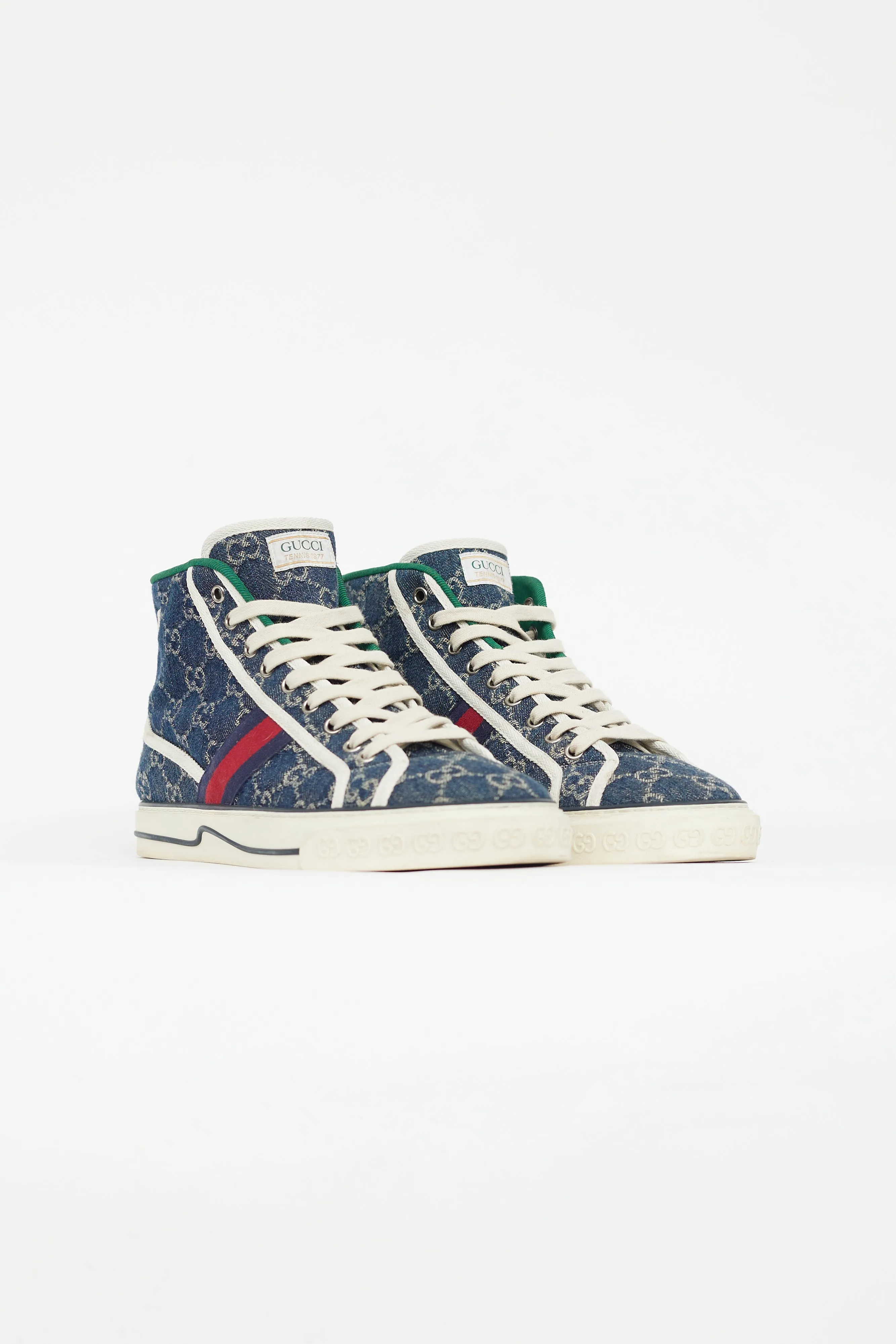Blue 1977 Tennis GG Denim High Sneaker