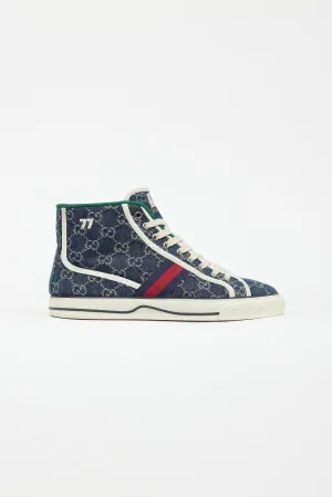 Blue 1977 Tennis GG Denim High Sneaker