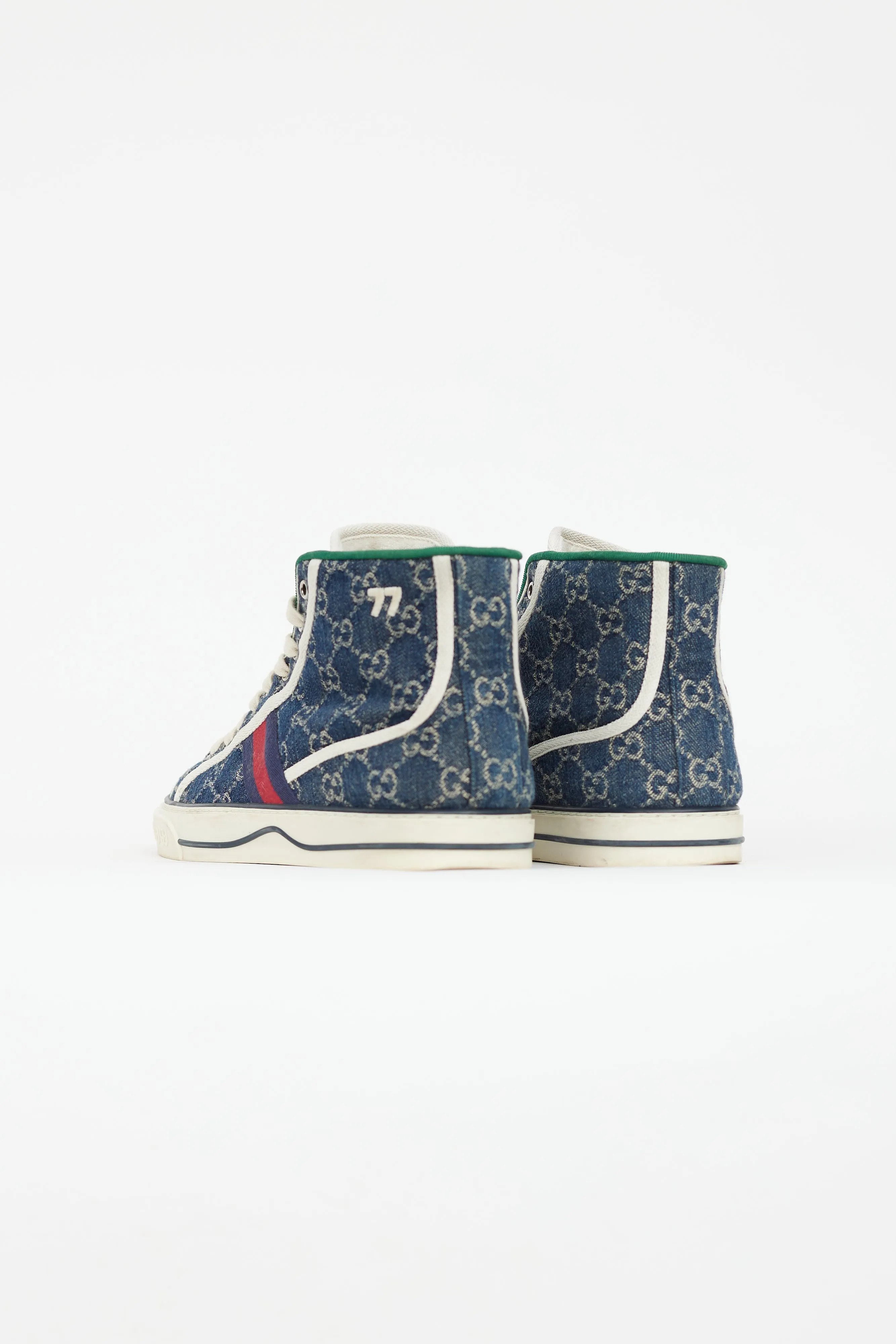 Blue 1977 Tennis GG Denim High Sneaker