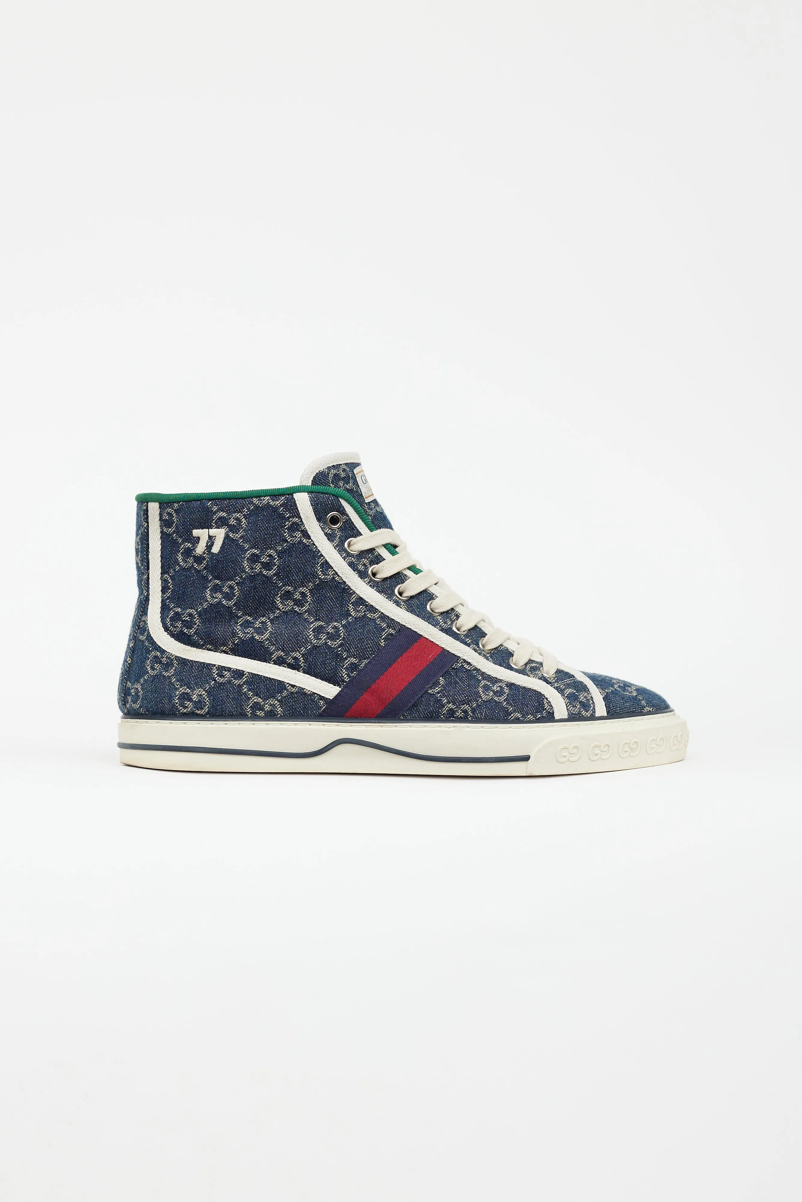 Blue 1977 Tennis GG Denim High Sneaker