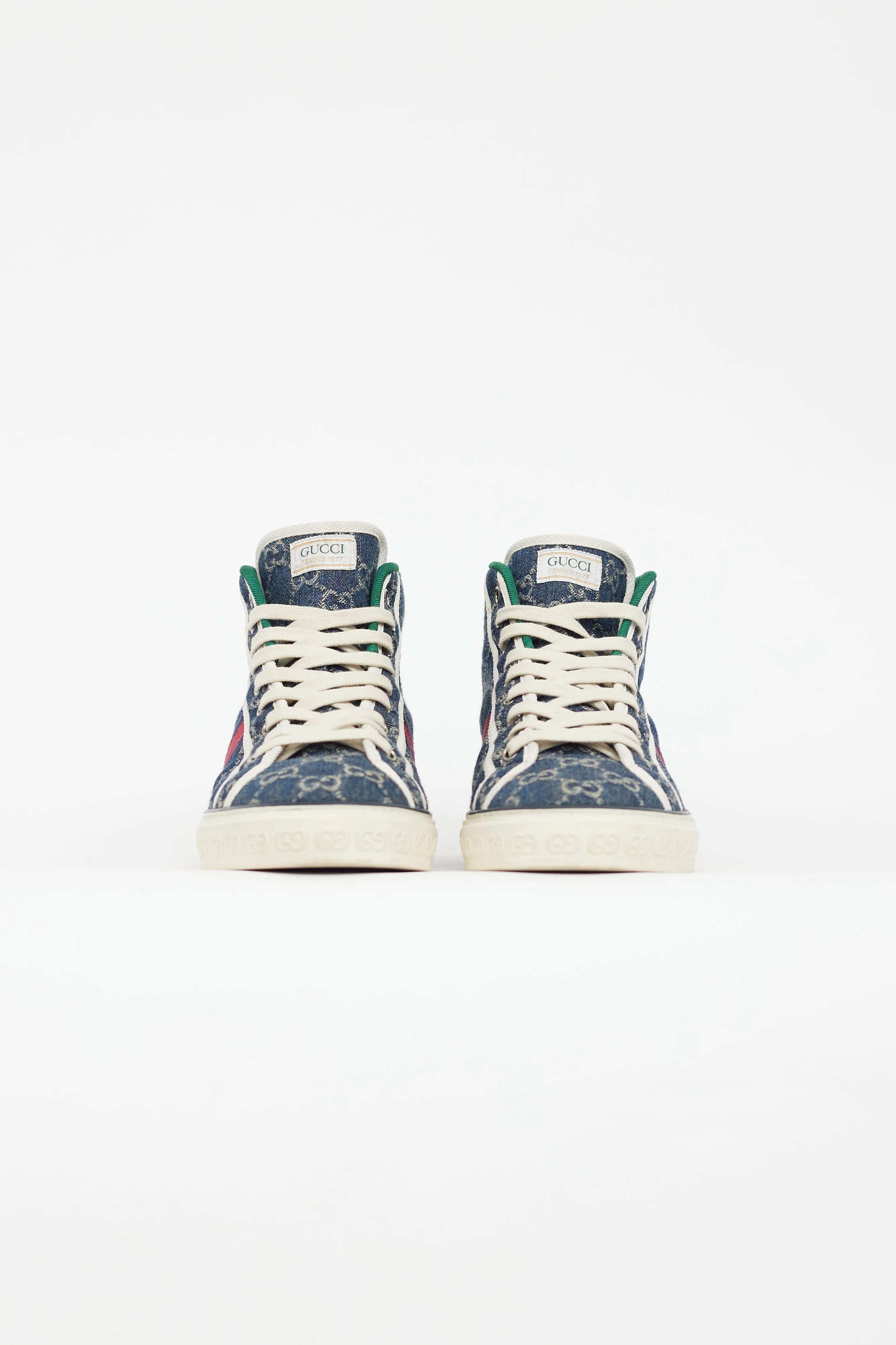 Blue 1977 Tennis GG Denim High Sneaker