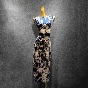 Boat Neck Sleeveless Latin Dress with Mesh