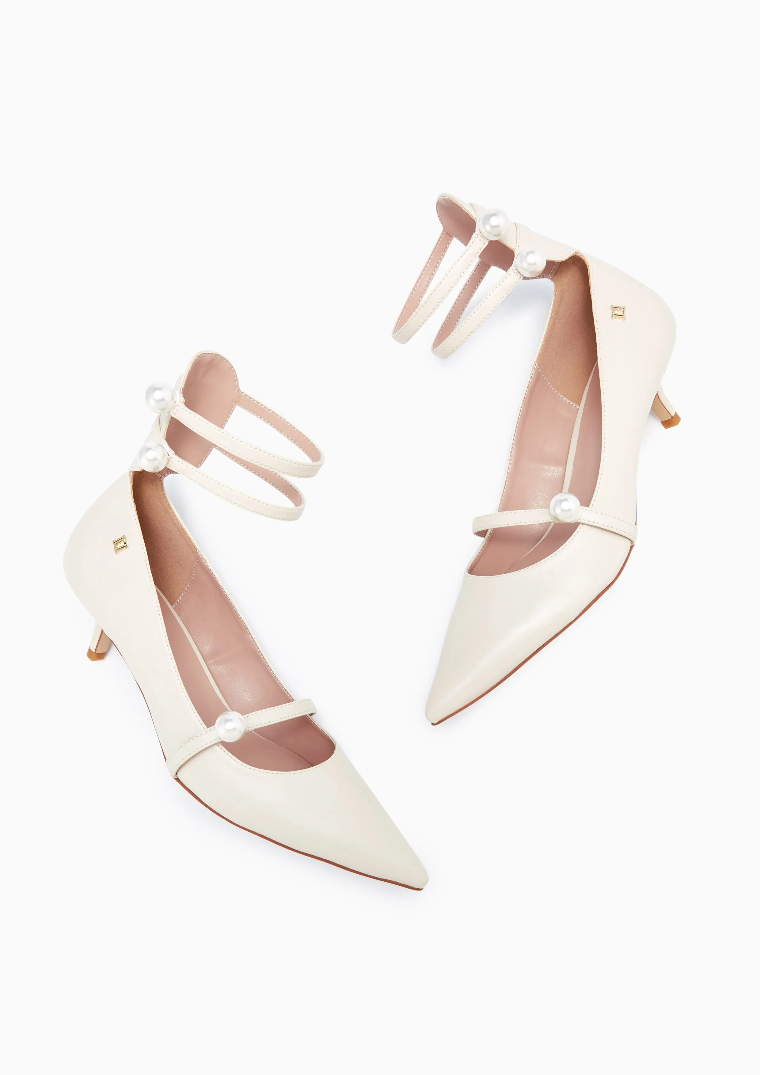 Bolly Mid Heel Pumps - Beige
