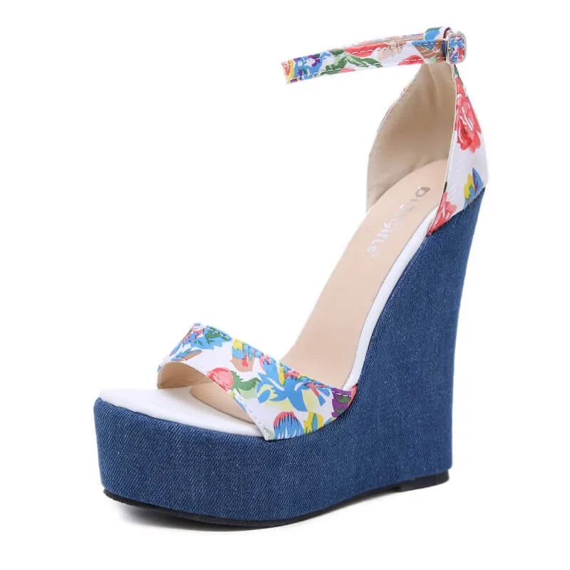 Buckle Platform Peep Toe Cutout Sandals
