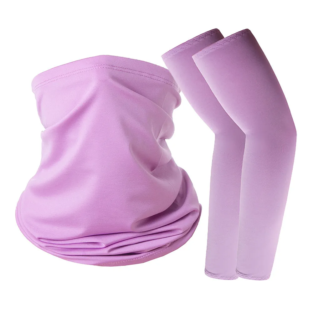 Camouflage Oversleeve Scarf Set Sun Protection Summer Ice Silk Face Mask for Outdoor Cycling