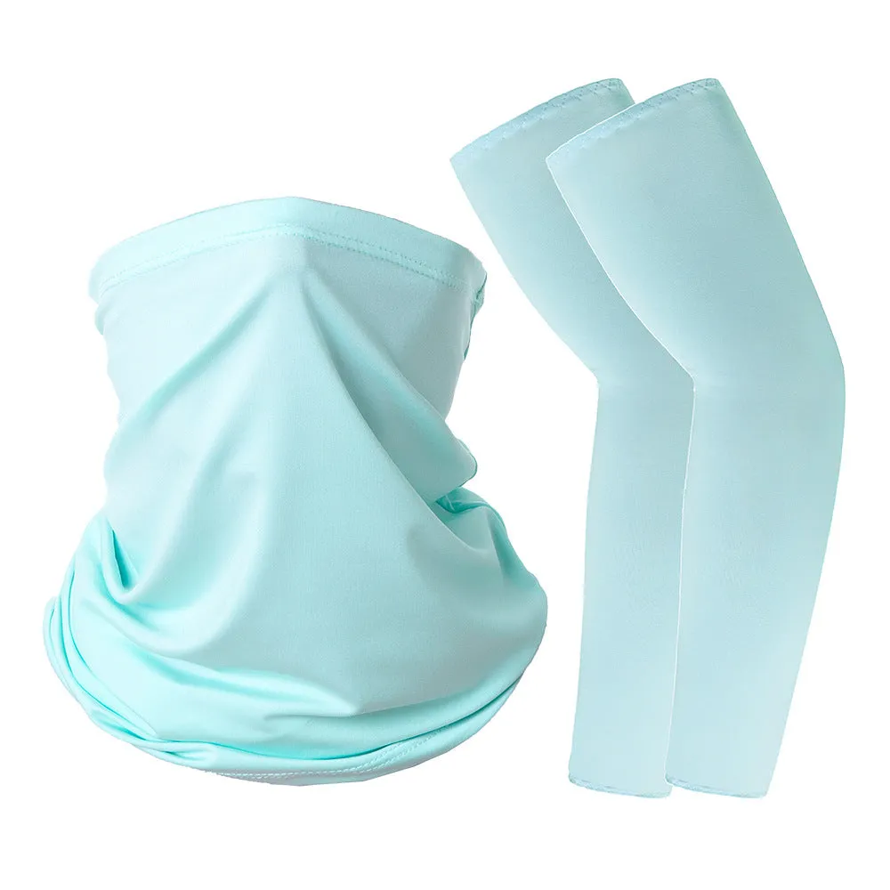 Camouflage Oversleeve Scarf Set Sun Protection Summer Ice Silk Face Mask for Outdoor Cycling