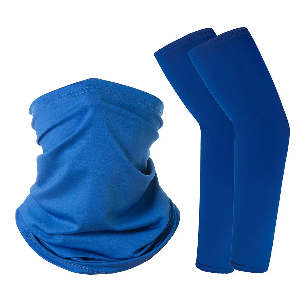 Camouflage Oversleeve Scarf Set Sun Protection Summer Ice Silk Face Mask for Outdoor Cycling