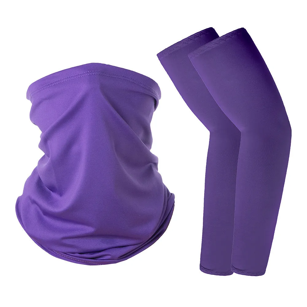 Camouflage Oversleeve Scarf Set Sun Protection Summer Ice Silk Face Mask for Outdoor Cycling