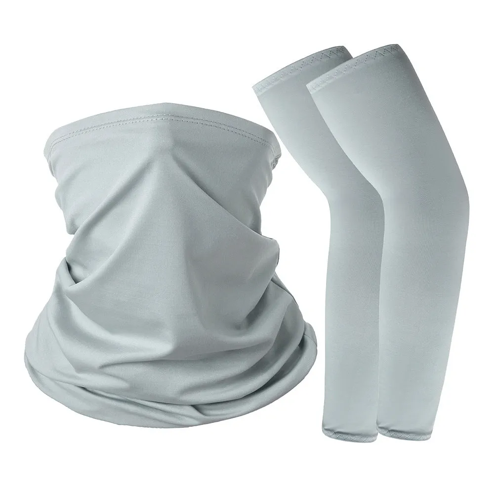 Camouflage Oversleeve Scarf Set Sun Protection Summer Ice Silk Face Mask for Outdoor Cycling