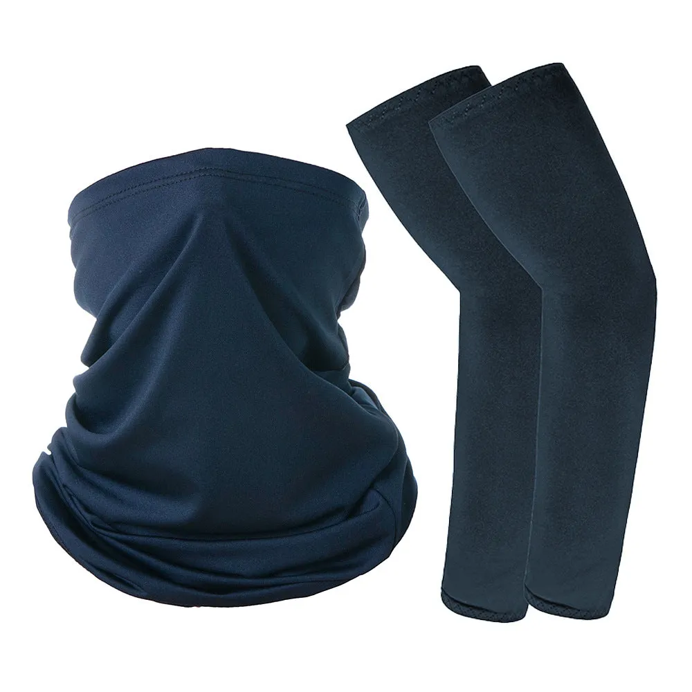 Camouflage Oversleeve Scarf Set Sun Protection Summer Ice Silk Face Mask for Outdoor Cycling