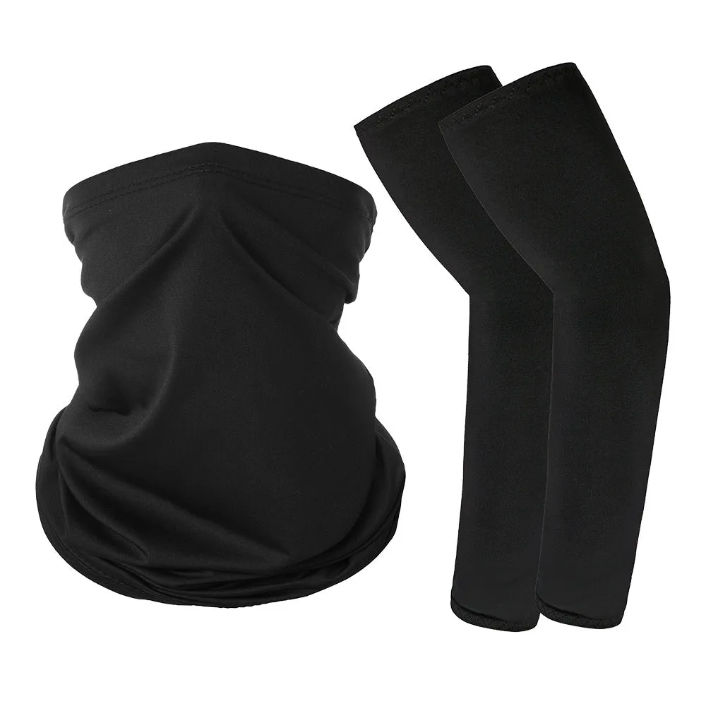 Camouflage Oversleeve Scarf Set Sun Protection Summer Ice Silk Face Mask for Outdoor Cycling