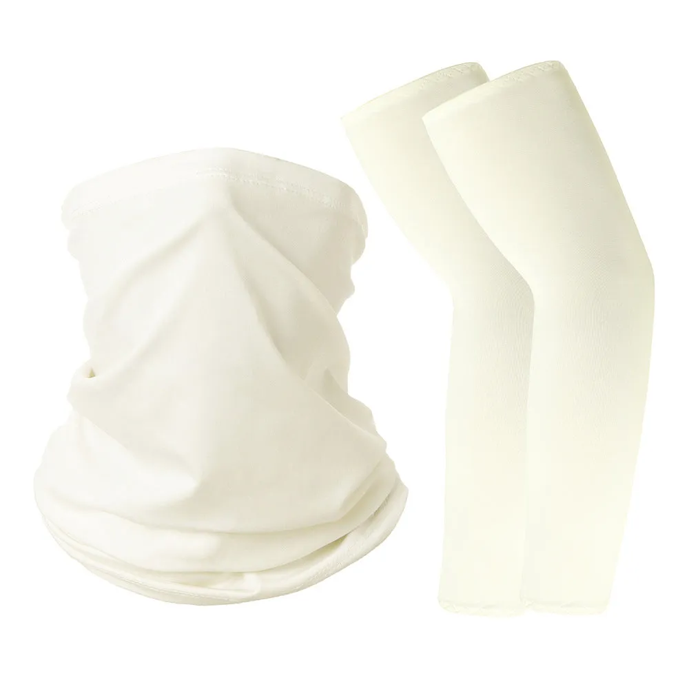 Camouflage Oversleeve Scarf Set Sun Protection Summer Ice Silk Face Mask for Outdoor Cycling