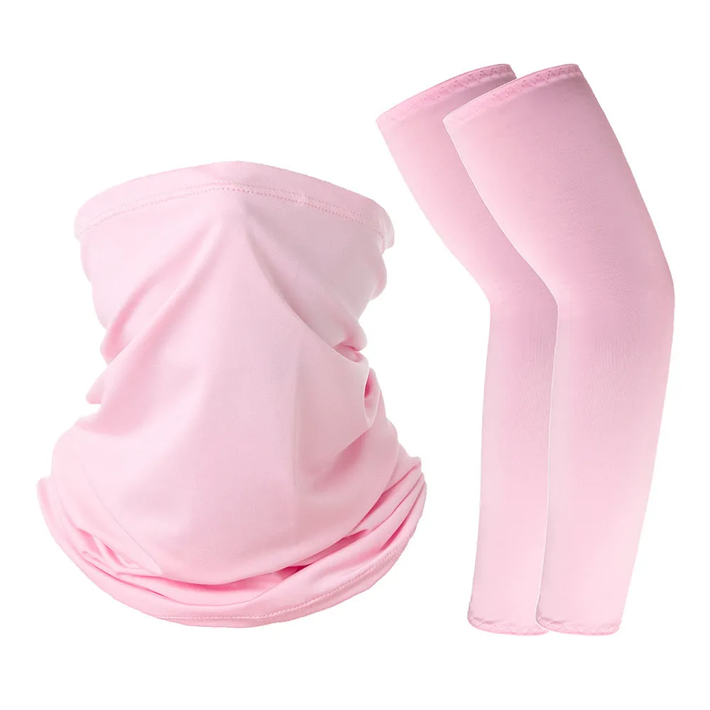 Camouflage Oversleeve Scarf Set Sun Protection Summer Ice Silk Face Mask for Outdoor Cycling