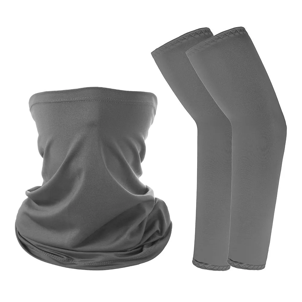 Camouflage Oversleeve Scarf Set Sun Protection Summer Ice Silk Face Mask for Outdoor Cycling