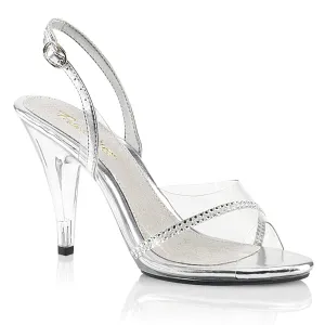 CARESS-456 Posing Comp Fabulicious Shoes Clear-Silver Metallic Pu/Clear