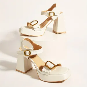 Chic Women's Sandals | Block Heel Shoes With Buckle Strap