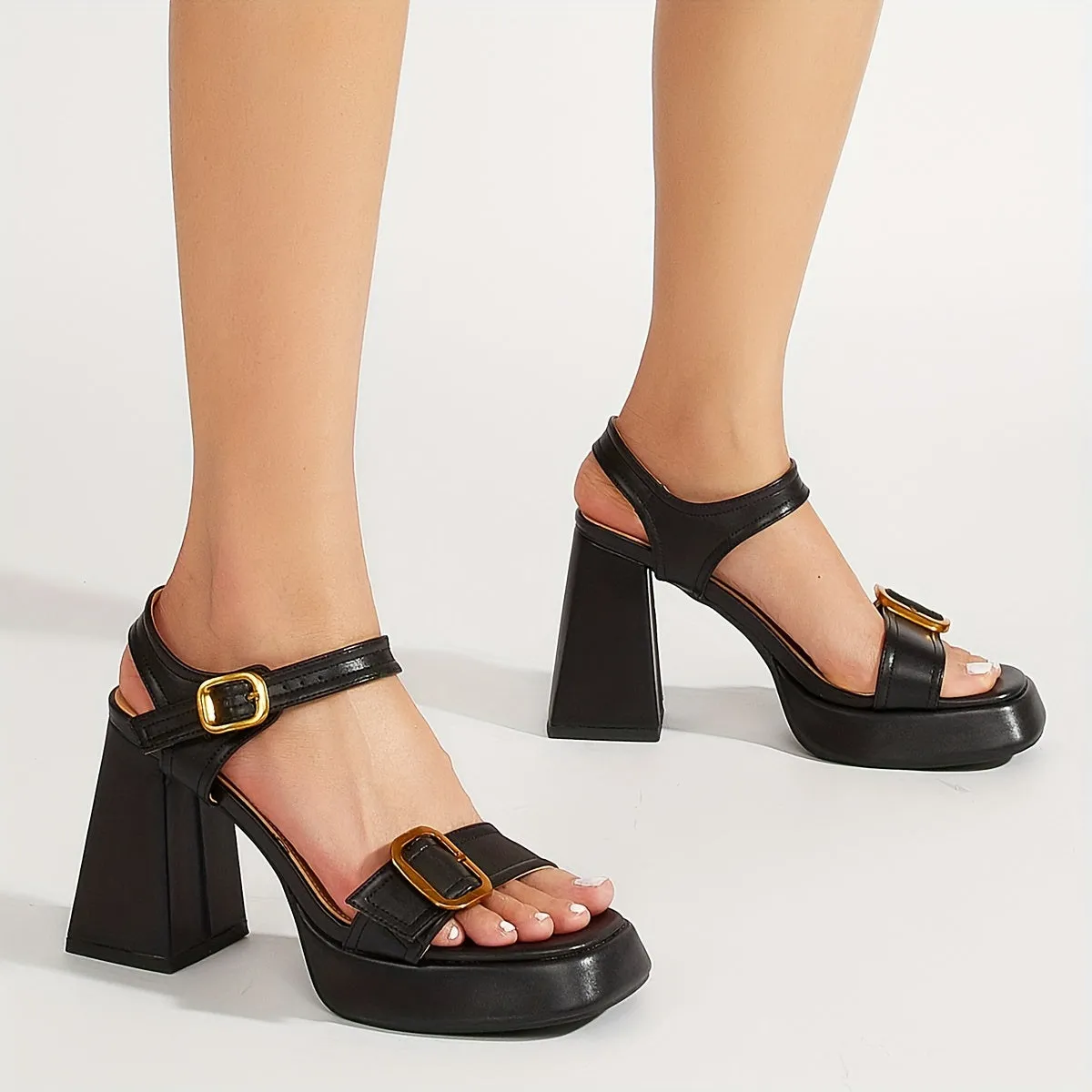 Chic Women's Sandals | Block Heel Shoes With Buckle Strap